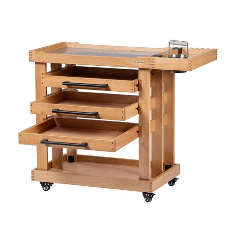 PRICES MAY VARY. Outstanding Quality: Made of wear-resistant beech wood with varnish coating, the rolling storage cart is durable for long years to use. A solid wood frame provides the cart with stronger stability and excellent load-bearing capacity, meeting your daily needs. More Storage Possibilities: 2 tier wood shelf and 3 layer drawers of the cart, large and enough storage space to collect art supplies while saving floor space, keep all of them organized and neatly. And there is an extra ha Art Materials Organization, Rolling Cart With Drawers, Wood Cart, Collect Art, Art Studio Organization, Art Supplies Storage, Rolling Storage Cart, Wood Supply, Art Supply Organization