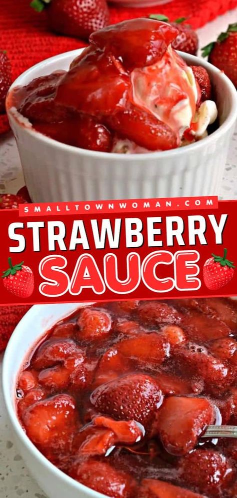 Treat your family to this DIY condiment! This fresh summer recipe is so easy. Using just 3 ingredients, you can whip up this homemade strawberry sauce! Check out the ways to enjoy this strawberry topping like ice cream, angel food cake, cheesecake, and more! Angel Food Cake Toppings, Homemade Strawberry Sauce, Strawberry Topping, Strawberry Sauce, Easy Strawberry, Dessert Sauces, Sweet Sauce, Angel Food Cake, Food Cake