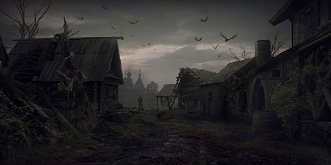 Dark Village, Vampire Concept, Aesthetic Village, Resident Evil 8, Fantasy Village, Abandoned Village, Apocalypse Art, Dark Nature, The Resident