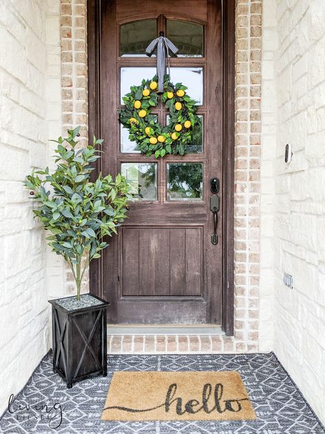 porch front porch decorations front porch ideas diy front porch front decor porch porch front exterior curb appeal curb appeal house front porch front porch decor diy decorating front porch ideas decorating porch ideas front porch homes front porch ideas decorating porch patio small porch decorating small front porch decor small porch ideas front porch home porch decorating small farmhouse lemons  lemon decor lemon wreath modern farmhouse boho decor #farmhousedecor #farmhouse #homedecor Front Porch Summer Decor, Front Porch Decorating Ideas Summer, Small Front Porch Decorating Ideas, Small Front Porch Decor, Small Porch Ideas, Front Porch Summer, Small Porch Decorating, Home Front Porch, Diy Porch Decor