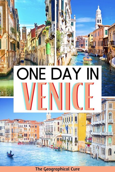 Pinterest pin for Perfect 1 Day in Venice Itinerary Best Views In Venice, Venice What To Do, Venice One Day, Things To See In Venice Italy, Venice Day Trips, Venice 1 Day Itinerary, Must See In Venice Italy, 1 Day In Venice Italy, Best Things To Do In Venice Italy