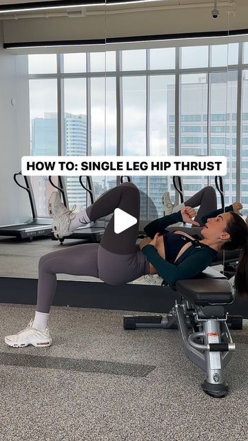 Hip Thrusts, Single Leg Hip Thrust With Dumbbell, One Legged Hip Thrust, One Leg Hip Thrust, Hip Thrust No Equipment, Hip Thrust On Leg Extension, Bench Hip Thrust, Db Hip Thrusts, How To Do Single Leg Hip Thrust