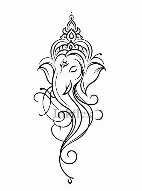 Ganpati Line Drawing, Ganesha Pencil Drawing, Simple Ganesha Tattoo, Ganesh Drawing Sketch, Lord Vishnu Tattoo, Ganesha Drawing Mandala, Indian God Drawing, Ganapathi Drawing, Ganesha Drawing Sketches