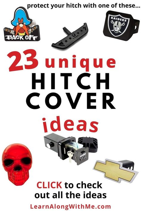 These hitch cover ideas are a great way to add your own personal touch to your truck or tow vehicle while protecting your hitch receiver from the elements. 
The hitch cover ideas in this article range from decorative (like this colorful Yosemite Sam hitch cover) to cleverly functional (like the Hitchsafe...which converts your hitch into a mini safe). 

These hitch covers can also make good gifts for truck lovers or campers.

#hitchcovers  #hitchcoverideas  #truckaccessories Hitch Cover Ideas, Rv Storage Ideas, Mini Safe, Truck Hitch, Jeep Trailer, Fifth Wheel Hitch, Truck Bed Storage, Trailer Hitch Accessories, Rv Organization