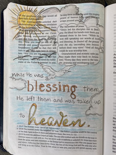 Luke 24:50-53 Luke Chapter 2, Luke Bible, Luke 4, Ascension Of Jesus, Bible Art Journaling, Bible Studies, Bible Art, Art Journaling, His Hands