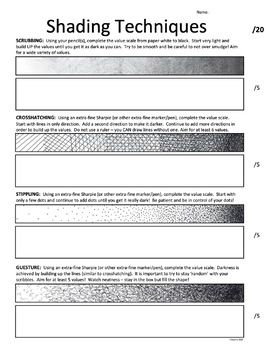 This one page worksheet is designed to introduce four shading techniques:  scrubbing, crosshatching, stippling, and gesturing.  Two versions of the sheet are included:  one with a grading scheme, and one without. Colour Theory Worksheet, Tattoo Shading Practice, Tattooing Tips For Beginners, Tattoo Shading Techniques, Tattooing Tips, Tattooing 101, Color Theory Worksheet, Tattoo 101, Shading Practice