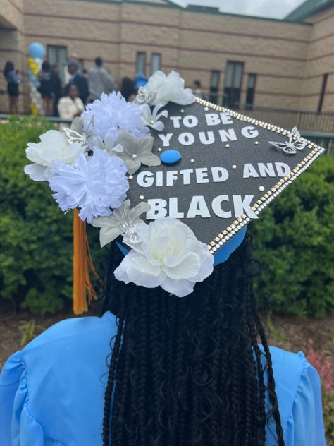 African American Graduation Cap Ideas, Black Panther Graduation Cap, Grad Cap Ideas Black Women, Fur Graduation Cap, Graduation Cap Black Women, Rod Wave Graduation Cap, 8th Grade Graduation Cap Ideas, Graduation Cap Designs Black Women, Grad Cap 2023