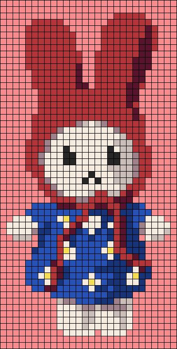 Crochet Banner Pattern, Rabbit Alpha Pattern, Miffy Cross Stitch, Miffy Perler Beads, Miffy Grid Pattern, Miffy Pixel Grid, Miffy Alpha Pattern, Miffy Pixel Art, Rabbit Pixel Art