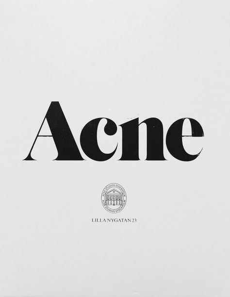 I love how Acne Studios has simplistic branding but always add something else (The addition of the old almost government looking icon). I never think of the design as outdated... if that makes sense :) Acne Brand, Typographie Logo, Logo Design Agency, News Logo, Inspiration Logo Design, Bold Logo, Linda Evangelista, Minimalist Logo Design, Typography Letters