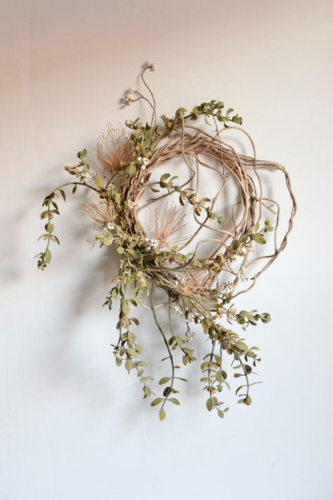 wreaths — ashn earth Ashn Earth, Stairs Gate, Sliding Gate Design, Entry Organizer, Door Painting Ideas, Mistletoe Wreath, Gate Design Modern, Gate For Stairs, Dried Floral Wreaths