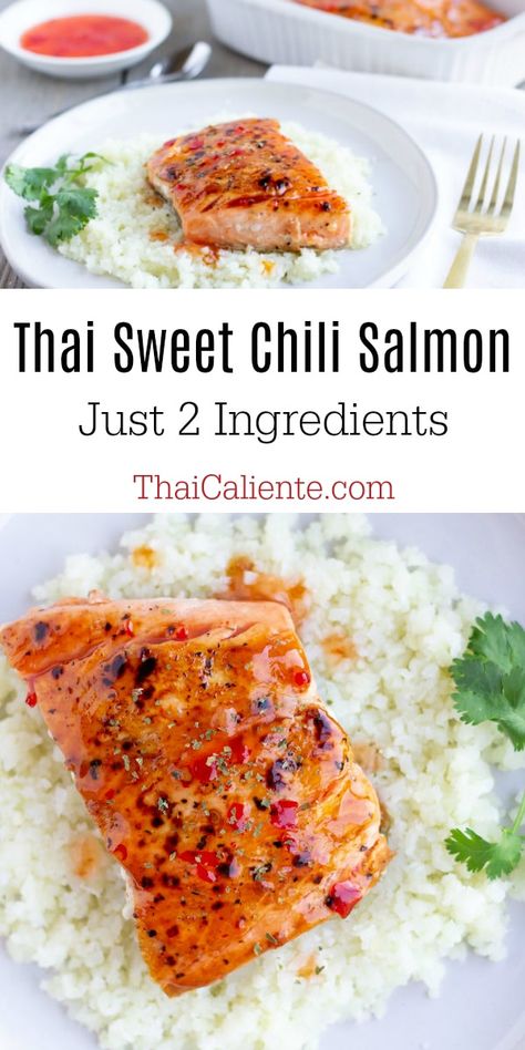 Sweet Chili Salmon, Sweet Chili Recipe, Chili Salmon, Salmon Recipes Baked Healthy, Healthy Weeknight Meals, Baked Salmon Recipes, Salmon Dishes, Sweet Chili Sauce, 2 Ingredient