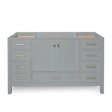 ARIEL Cambridge 60-in Grey Bathroom Vanity Cabinet in the Bathroom Vanities without Tops department at Lowes.com 60 Inch Vanity One Sink, 60 Inch Vanity Double Sink, Sink Models, Transitional Bathroom Vanity, 60 Inch Vanity, Gray Cabinet Color, Bathroom Vanities Without Tops, Free Standing Vanity, Grey Bathroom Vanity