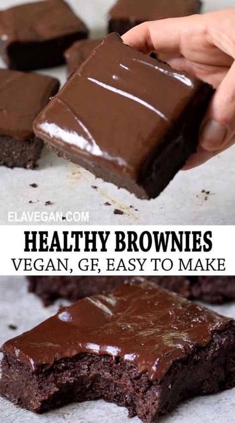 Super Healthy Desserts, Egg Free Dessert Recipes, Healthy Vegan Brownies, Plant Based Recipe, Biscuits Diététiques, Resep Brownies, Vegan Brownies, Vegan Baking Recipes, Desserts Healthy