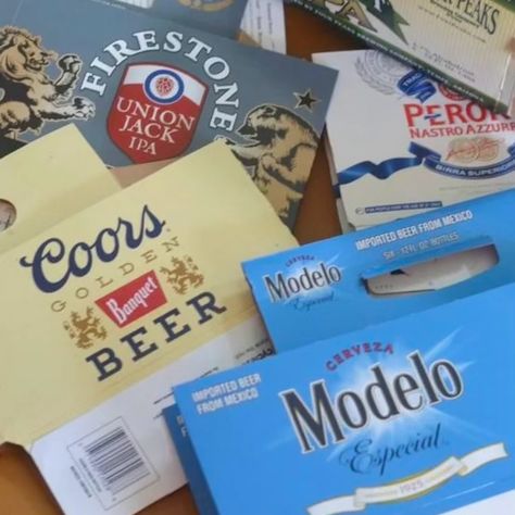 Beer Crafts Diy Gift Ideas, Craft Beer Gift Ideas, Beer Can Coasters Diy, Beer Coasters Diy, Mini Pallet Coasters Beer, Beer Coaster Art, Modelo Beer, Beer Carrier, Diy Father's Day