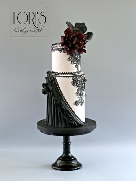 Double Barrel Cake, Black Wedding Cake, Fondant Cake Designs, White Cakes, Black Wedding Cakes, Couture Cakes, Modern Cakes, Candy Cakes, Amazing Wedding Cakes