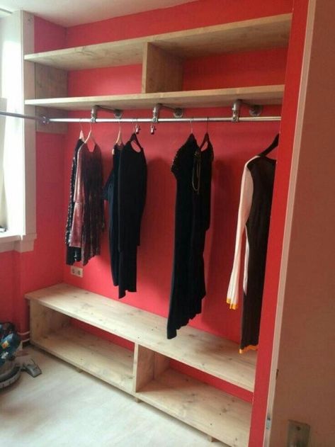 Diy Kast, Dressing Design, Open Closet, Closet Layout, Wardrobe Room, Closet Remodel, Bedroom Closet Design, Closet Makeover, Diy Closet