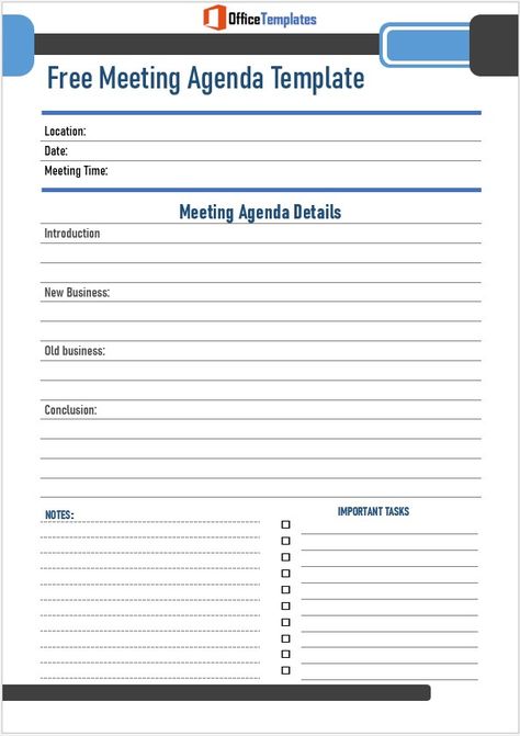 Free Meeting Agenda Templates - Office Templates Meeting Agenda Template Printable Free, Meeting Agenda Examples, Kickoff Meeting, Meeting Template, Meeting Minutes, Weekly Meeting, Office Organization At Work, Office Templates, Meeting Agenda Template