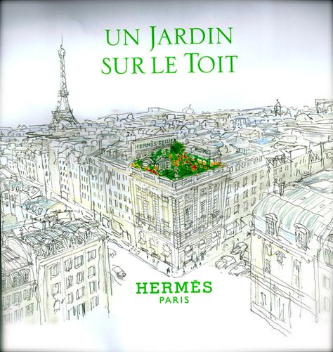 un jardin sur le toit Dream Landscaping, Paris Rooftops, Illustration Ideas, I Love Paris, Rooftop Garden, Hermes Paris, Roof Top, Roof Garden, Paris Travel