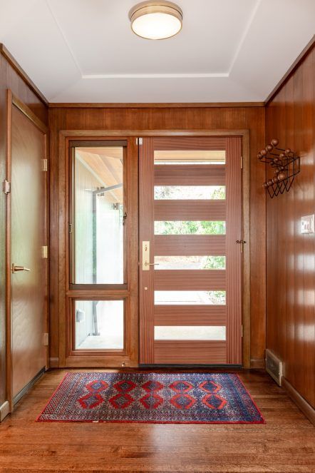 Five Ways to Make the Perfect Mid-Century Home - McCoy Millwork Mid Century Moulding, Mcm Stairs, Mid Century Entry, Full House Remodel, Large Glass Windows, Realistic House, Modern Fixtures, Mcm Home, Mcm House