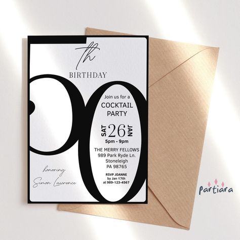 "Mens 50th Invitation Birthday Dinner Party Invite Printable All Black and White Minimalist Black Tie Cocktails Flyer Editable Download P853 NOTE - THE BLACK '50'AGE HEADER IS NOT EDITABLE ★★ MATCHING ITEMS ★★ For all co-ordinating items, please take a look here: https://www.etsy.com/uk/shop/partiara?ref=seller-platform-mcnav&search_query=P853 TRY OUT THE FREE DEMO BEFORE YOU BUY! Copy and paste the URL into your browser to demo: https://www.corjl.com/d/AFL2D Create your personalized party... 50 Birthday Invitations For Men, Dinner Party Invite, 50th Birthday Invitation, Invitation Poster, 50th Birthday Party Invitations, Love Website, Birthday Dinner Party, Fifty Birthday, Black And White Minimalist