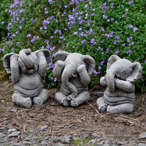 Japanese Garden Plants, Stone Garden Statues, Elephant Planters, Elephant Ornament, Stone Garden, Elephant Statue, Animal Sculpture, Garden Ornament, Garden Statue