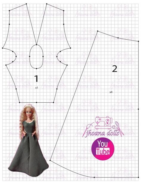 Barbie Clothes Template, Barbie Dress Pattern Printable, Barbie Patterns Free, Barbie Doll Dress Patterns, Diy Barbie Clothes Patterns, Habit Barbie, Barbie Diy Accessories, Free Barbie, Accessoires Barbie