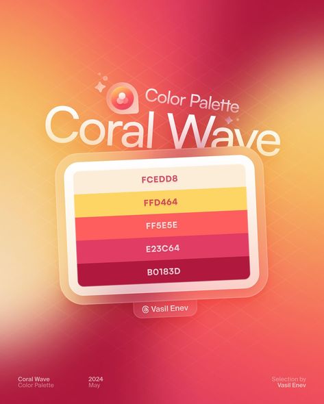 🪸 Coral Wave • Which color do you like? I’ve prepared the Coral Wave #Gradient a few days ago, and I’m thankful for all the love I received over #Threads. And because of it, I’m sharing each of the 🎟️ Color Tickets. Let me know which one you like the most! Make sure to comment or dm me with questions! 🫶🏻 • #stunninggradients #colorpalette #designinspiration #gradient #gradients #color #colors #palette #graphicdesign #graphicdesigner #dotuiux #uiux #ui #webdesigner #appdesign #uitrends #des... Coral Colour Palette, Color Theory Art, Colour Pallets, Website Color Palette, Pantone Colour Palettes, Color Design Inspiration, Hex Color Palette, Hex Codes, Colors Palette