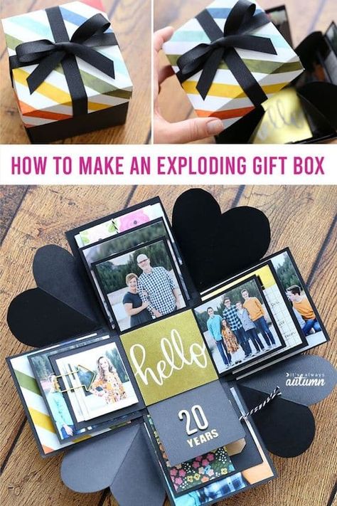 Amazing DIY Gifts, Perfect gifts for boyfriend, mom and friends. Exploding Gift Box, handmade gifts. #DIYGifts, #GiftsForMom, #homemadegifts, #handmadegifts #giftsforhusband #giftbox Explosion Box Tutorial, Exploding Gift Box, Diy Gifts For Girlfriend, Photo Gifts Diy, Diy Gifts For Dad, Diy Gifts For Him, Picture Boxes, Diy Gifts For Friends, Exploding Boxes