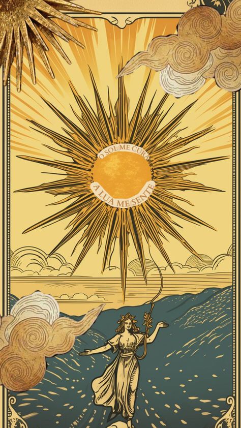 Vintage Astronomy Prints, Apollo Aesthetic, The Sun Tarot, Trippy Wallpaper, Witch Books, Abstract Art Wallpaper, Tarot Art, Iphone Wallpaper Girly, Tumblr Wallpaper