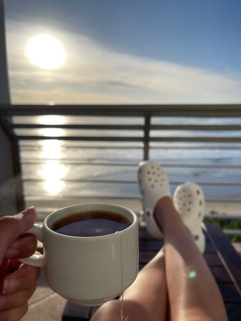 sunrise coffee beach aesthetic Sunrise And Coffee Aesthetic, Sunset Coffee Aesthetic, Coffee Outside Aesthetic, Coffee Beach Aesthetic, Summer Coffee Aesthetic, Coffee Sunrise, Coffee On The Beach, Summertime Aesthetic, Sunrise Coffee