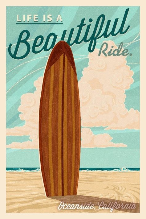 Letterpress Art Print, Deco Surf, Life Is A Beautiful Ride, Point Pleasant Beach, Seal Beach, Point Pleasant, California Surf, Burton Snowboards, Surf Board