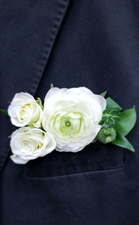 Pocket Square Boutonniere Ranunculus, Pocket Boutonniere White Rose, Pocket Boutonniere Rose, White Floral Pocket Square Boutonniere, Pocket Flowers Groom White, Pocket Square Boutonniere White, Pocket Square Boutonniere Flower, White Floral Pocket Square, White Flower Pocket Boutonniere