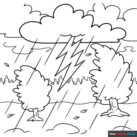 Tornado Worksheet Free Printable, Weather Coloring Pages Free Printable, Weather Coloring Pages, Thunderstorm Pictures, Storm Drawing, Umbrella Coloring Page, Snowflake Coloring Pages, Plant Lessons, Preschool Coloring Pages