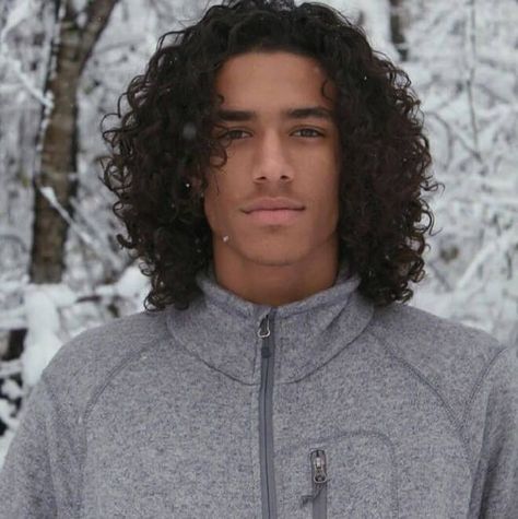 Curly Hair Top Knot, Curly Hairstyles Middle Part, Ponytail Men, Hairstyles Middle Part, Hair Middle Part, Long Curly Hair Men, Mens Hairstyles Curly, Long Curly Haircuts, Shoulder Length Curly Hair