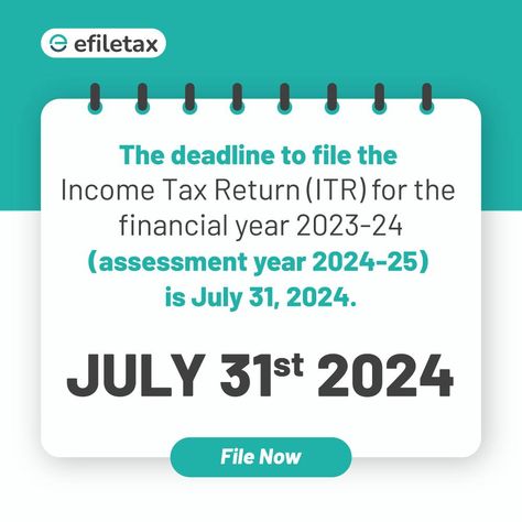 "⏰ Don't let time slip away! The countdown is on for filing your Income Tax Return (ITR) for the financial year 2023-24. Remember, July 31, 2024, is the date to mark on your calendar. Stay ahead of the game and ensure your taxes are squared away before the deadline hits! 💼💰 https://www.efiletax.in/itr-filing Itr Filing Poster, Income Tax Return Filing Poster, Income Tax Return Filing, Anniversary Wishes, Income Tax Return, Poster Templates, Last Date, Tax Return, Income Tax