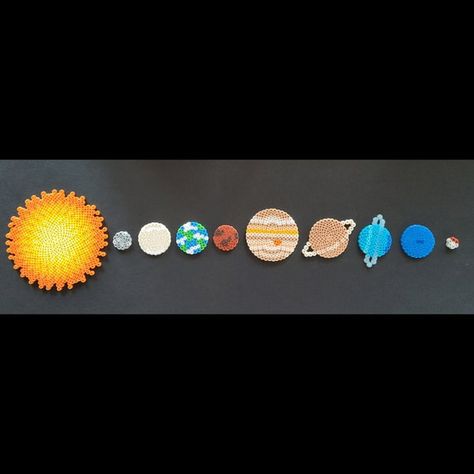 Solar System Perler Beads, Planet Perler Beads, Perler Beads Planets, Perler Beads Space, Perler Bead Decorations, Mints Recipe, Melty Bead Designs, Easy Perler Bead Patterns, Melty Bead Patterns