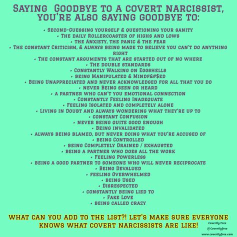 #CovertlyFree Covert Narcissism, Narcissism Quotes, Feeling Inadequate, Double Standards, Toxic People, Emotional Connection, Saying Goodbye, Health Facts, Narcissism