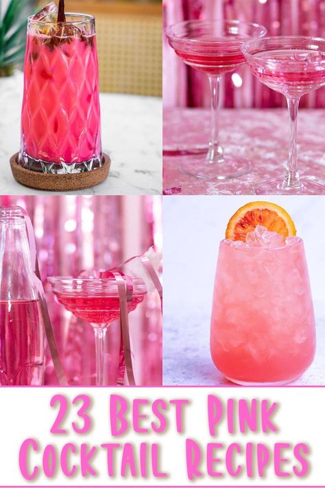 Pink Cocktails Pink Cocktails Vodka, Bachelorette Drinks Recipes, Pink Mixed Drinks, Pink Party Drinks, Pink Alcoholic Drinks, Girls Night Drinks Cocktails, Pink Punch Recipes, Pink Party Punches, Pink Lady Cocktail