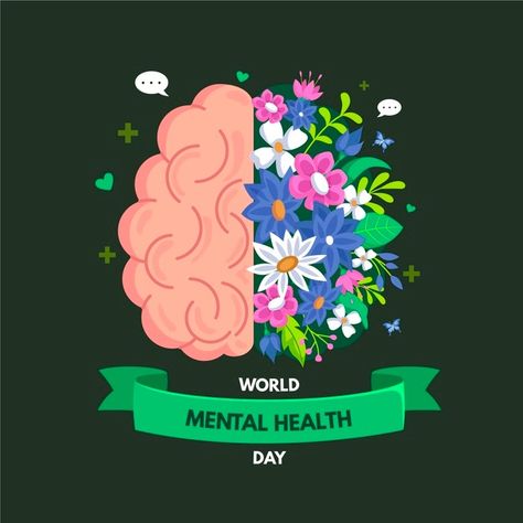 World Mental Day, Health Day Poster, Mental Health Artwork, World Yoga Day, Cinema Projector, World Mental Health Day, Social Emotional Activities, Mental Health Day, Paper Flowers Craft