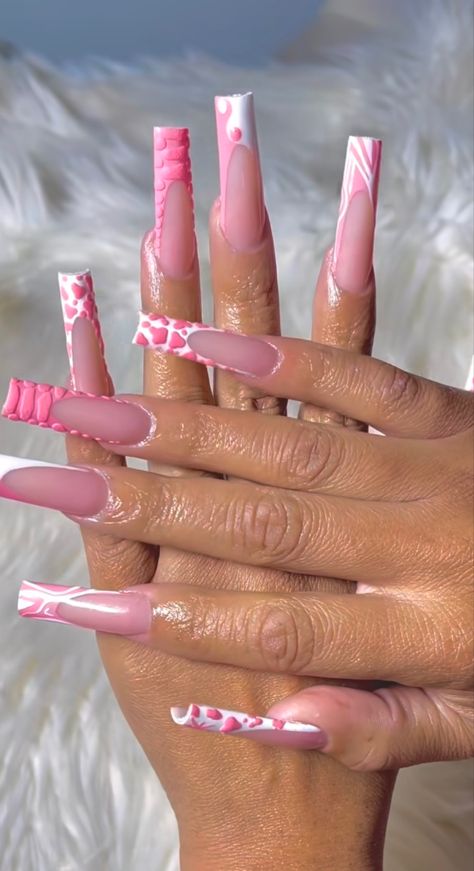 Acrylic Toe Nails, Long Acrylic Nail Designs, Colored Acrylic Nails, Girly Acrylic Nails, Her Nails, Long Acrylic Nails Coffin, Acrylic Nails Coffin Pink, Unique Acrylic Nails, Long Square Acrylic Nails