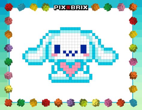 Sanrio Cinnamoroll PIX BRIX Pixel Art Template Instructions  Free Printable!  Find video tutorials and instructions on Pix Brix's YouTube channel.  pixbrix, tutorials, instructions, magic blocks, diamond blocks, hama beads, perler beads, diamond painting, lego, educational toys, stem toys, puzzle, pinterest ideas, printable, free printable, Cinnamoroll Perler Beads, Cinnamoroll Perler, Books Pixel Art, Cross Stitch Anime, Lego 3d, Stitch Anime, Pixel Grid, Rug Coaster, Coaster Ideas