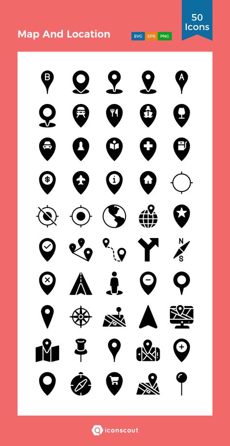 Map And Location  Icon Pack - 50 Solid Icons Location Logo Design, Map Logo Design, Infographic Icons, Logo Location, Location Logo, Maps Icon, Map Infographic, Travel Symbols, Site Icon