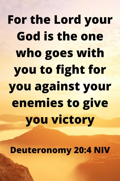 "For the Lord your God is the one who goes with you to fight for you against your enemies to give you victory." ~ Deuteronomy 20:4 NIV Victory Bible Verse, Victory Quotes Faith, Inspiration Bible Verses, Victory In Jesus, Victory Quotes, God Power, Living Hope, Helmet Of Salvation, Hope In Jesus