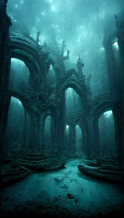 Lost City Of Atlantis, Underwater City, Dark World, Mermaid Aesthetic, Ocean Vibes, Fantasy Places, Fantasy Art Landscapes, Fantasy Aesthetic, Fantasy Inspiration