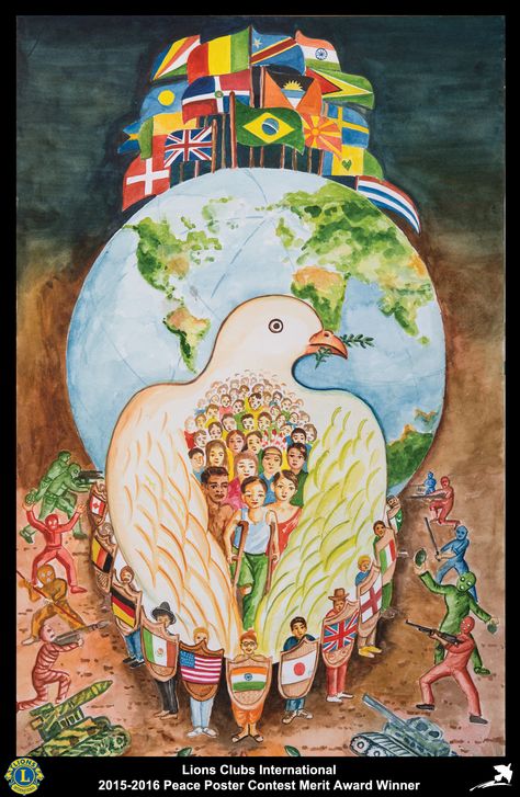 2015-16 Merit Award Winner  Yumnam Tondonbi Devi 12 years old India  Sponsored by Ningthoukhong Lions Club Peace Poster Drawing Ideas, Art Competition Poster, Competition Poster Design, Poster Drawing Ideas, Save Water Poster Drawing, Old India, Competition Poster, Peace Drawing, Contest Poster