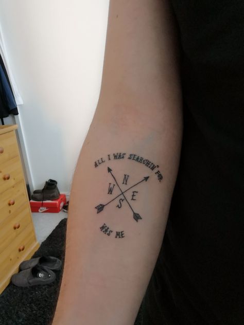 Ben Howard tattoo, lyrics, keep your head up, arrow tattoo, compass tattoo, lyric tattoo Ben Howard Tattoo, Keep Your Head Up Tattoo, Tiger Tattoo On Back, Tattoo Lyrics, Tattoo Tiger, Ben Howard, Lyrics Tattoo, Up Arrow, Lyric Tattoos