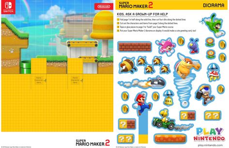 Super Mario Maker 2 Printable Diorama - Play Nintendo. Printable Diorama, Dan Tdm, Super Mario Maker 2, Mario Coloring, Super Mario Coloring Pages, 2023 Party, Nintendo Switch System, Mario Coloring Pages, Mario Games