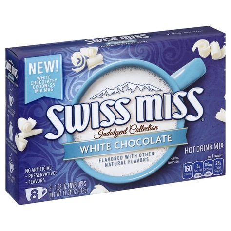 Swiss Miss, Chocolate Pack, White Hot Chocolate, Vanilla Milk, Candy Brands, Healthy Groceries, Hot Cocoa Mixes, Hot Chocolate Mix, Cocoa Mix