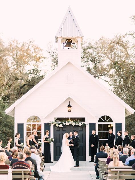 Beneath the Oaks wedding venue Texas, White and navy wedding chapel, Small white wedding chapel Texas, Rustic outdoor wedding venue Small Church Weddings, Little White Chapel, Smallest Wedding Venue, Rustic Outdoor Wedding, Houston Wedding Photographer, Wedding Chapel, Weddings By Color, Rustic Wedding Venues, Wedding Venues Texas