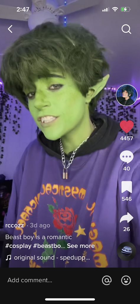 Beast Boy Makeup, Beast Boy Halloween Costume, Beastboy Cosplay, Beast Boy Cosplay, Beast Boy Costume, Boy Cosplay, Teen Titans Cosplay, Raven Costume, Dc Cosplay